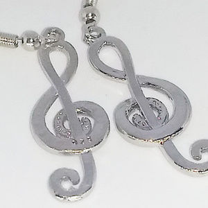 Jewelry - MUSIC NOTE EARRINGS - Treble Clef Silver Jewelry Jewelry - MUSIC NOTE EARRINGS - Treble Clef Silver Jewelry
